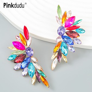 Pinkdudu Moda Cor Liga De Strass Incrustado Brincos De Cravo Geométrico Retro Floral Para Jóias Femininas Presentes PD889