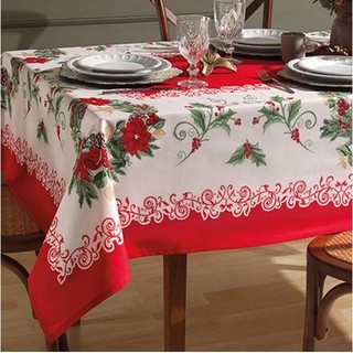 Toalha de Mesa Retangular Döhler 8 Lugares Natalina; Toalha de Mesa Retangular Athenas Döhler 8 lugares