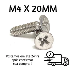 50 Peças Parafuso Cabeça Chata Phillips M4 X 20mm Inox