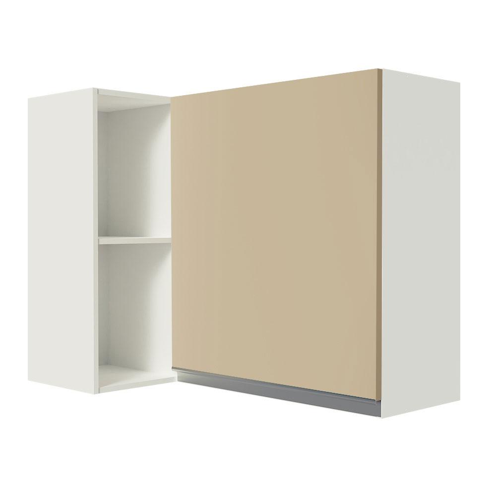 Armário de Cozinha Aéreo de Canto 100% MDF com 1 Porta e Adega Branco/Crema Smart Madesa