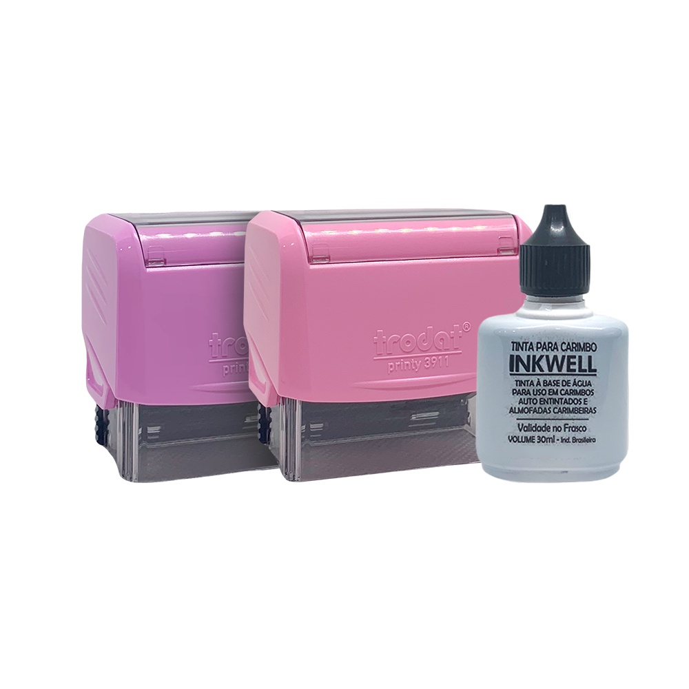 KIT 2 CARIMBOS PERSONALIZADOS TRODAT 3911 + TINTA PRETA em Oferta na Shopee