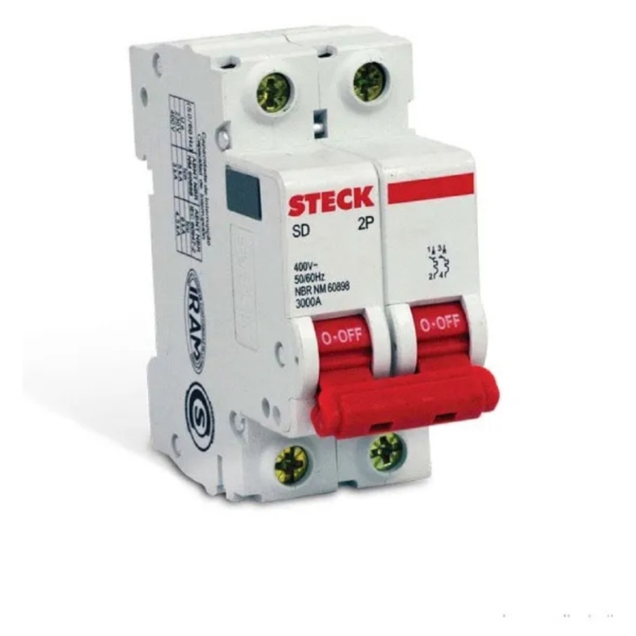 DISJUNTOR BIPOLARE STECK DIN B 10A/16A/20A/25A/32A/40A CURVA B