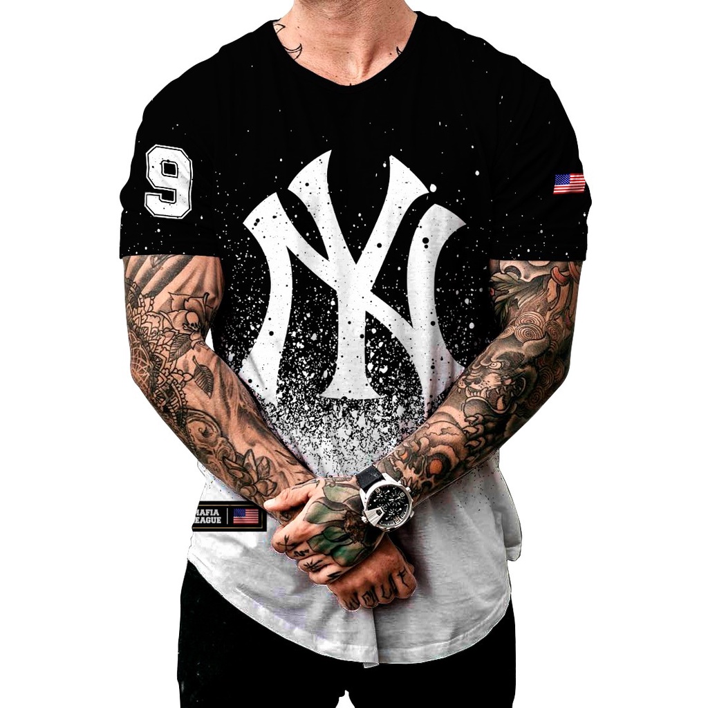Camiseta Longline Masculina Street Wear Alongada Preta e Branca