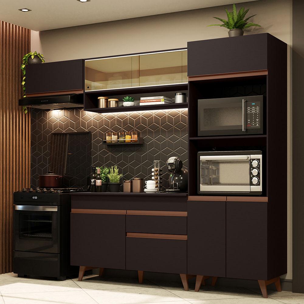 Cozinha Completa Madesa Reims 260007 com Armário e Balcão - Preto - Home & Living