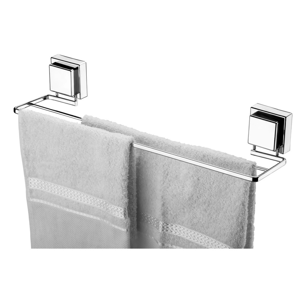 Porta Toalhas Duplo Toalheiro Parede Box 45cm Cromado Ventosa Sem Furo - Home & Living
