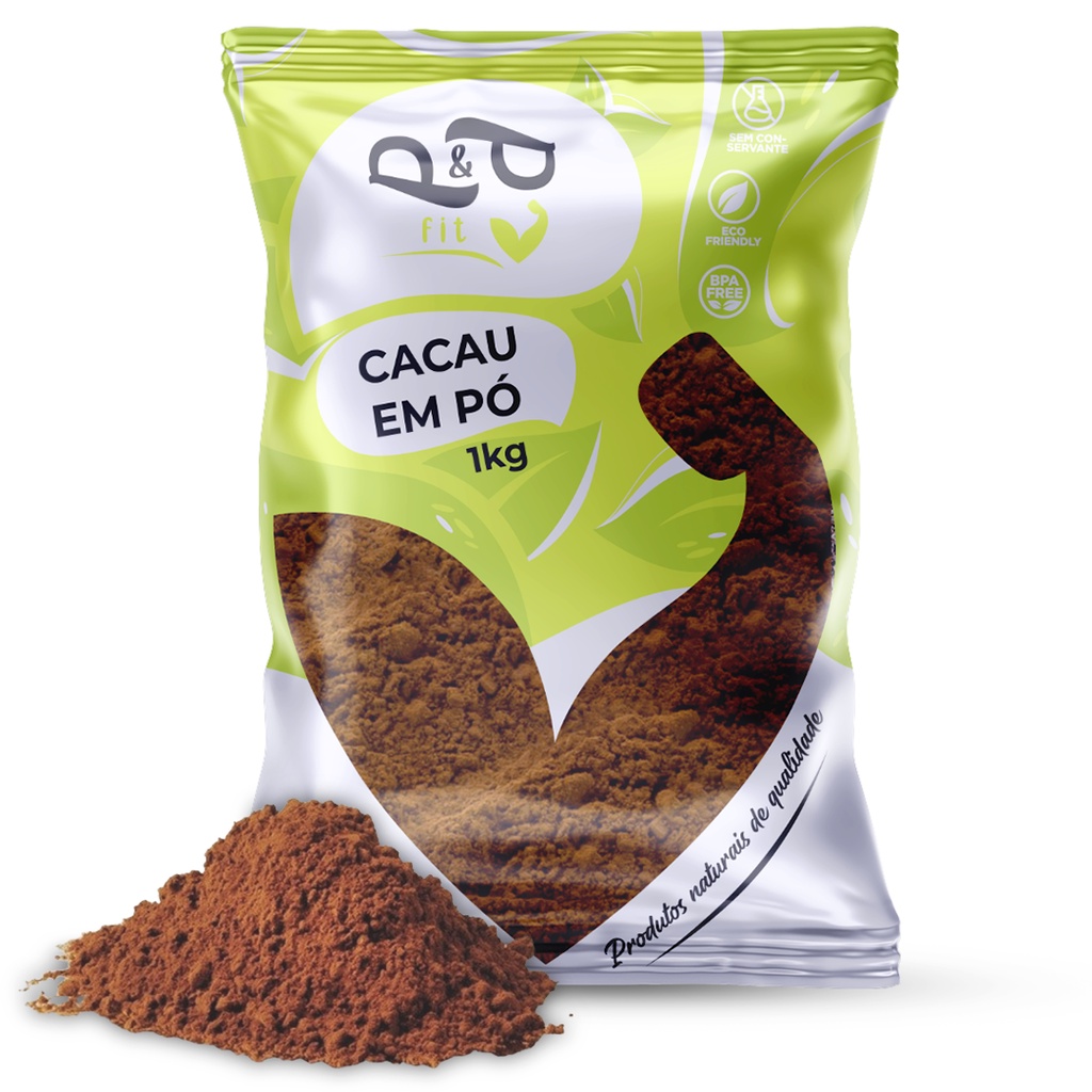 Cacau em Pó 100% Alcalino Puro Sem Glúten, Sem Açúcar e Vegano  - P&P