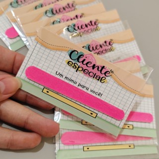 100 ou 50 Mini lixinha de unha com cartão de agradecimento ao cliente, mimo, lembrancinha para manicure