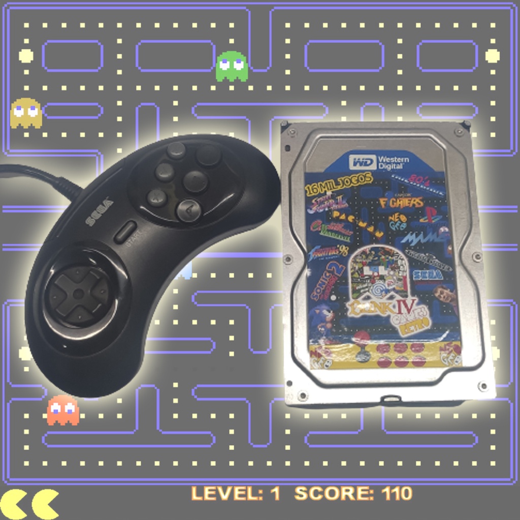 HD PC multijogos + Controle Megadrive usb