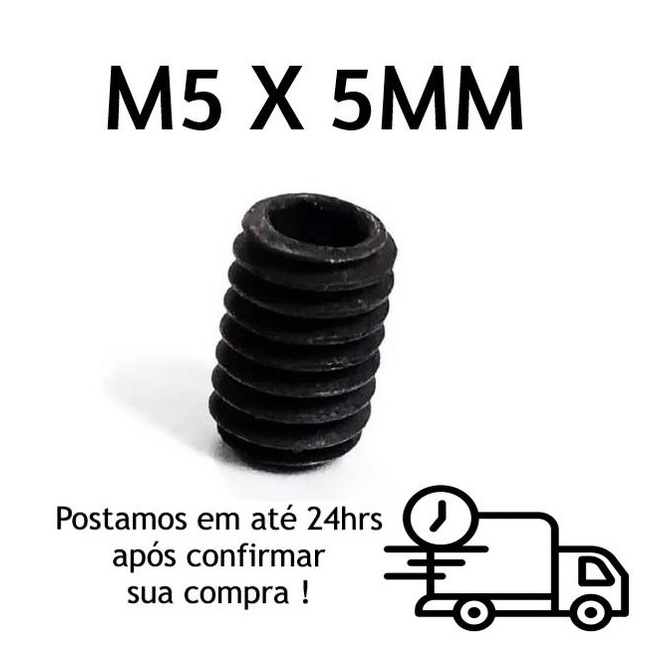 Parafuso Allen Sem Cabeça M5 X 5mm Côncava Oxidado Preto