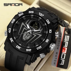 Sanda Original Multi-Display Discador De Aranha Movimento Quartzo Relógio Eletrônico Casual De Luxo À Prova D'água SD6111-2