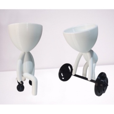 Kit Decorativo Vasinhos da Academia Fazendo exercícios agachamento afundo e levantamento de peso decoração e para suculentas