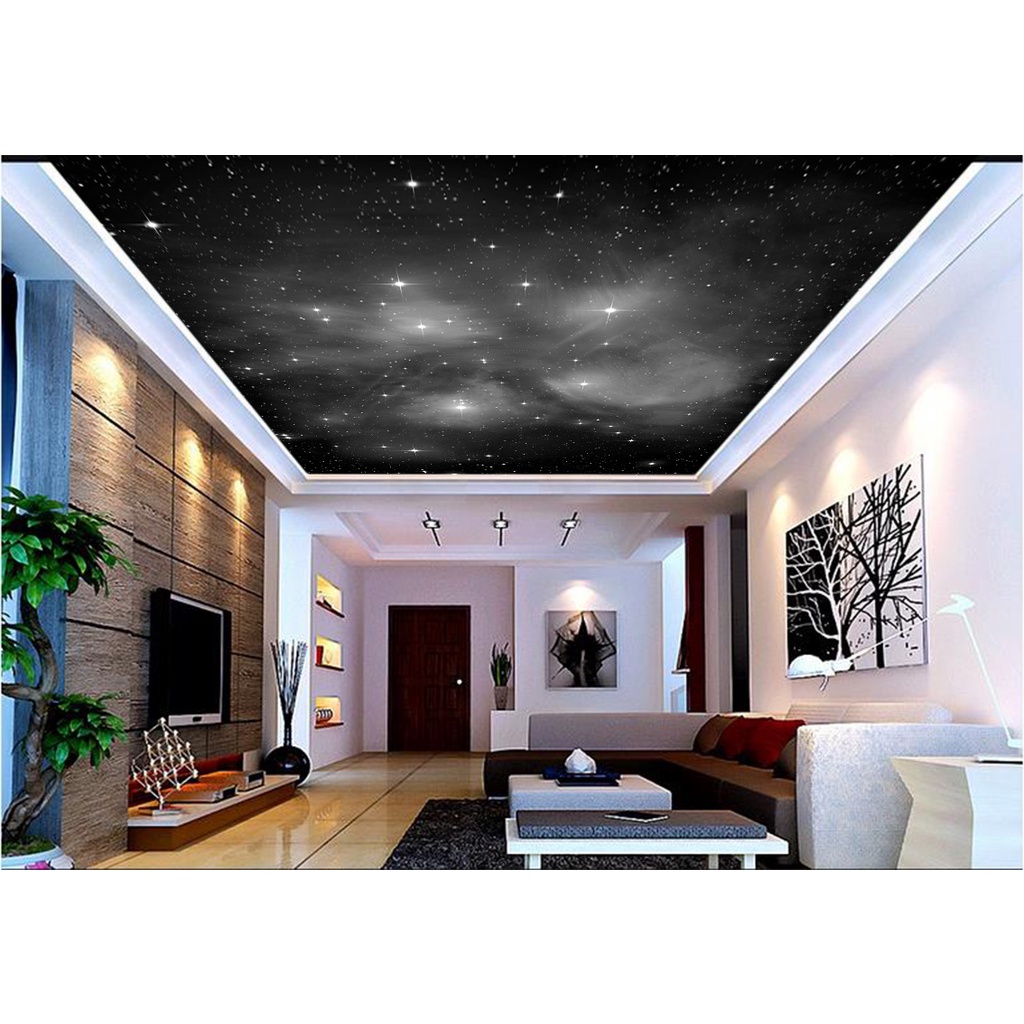 Papel de Parede de Teto - Adesivo Decorativo Para Teto - Painel Fotográfico Espaço Universo Paisagem Céu Galaxia ROF - 069