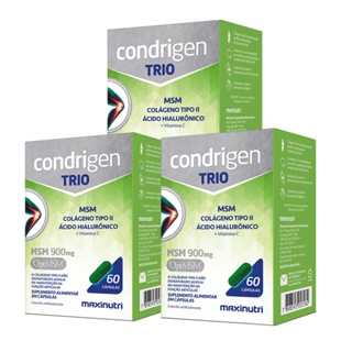 Kit 3 Condrigen Trio MSM Colágeno Tipo 2 com Ácido Hialurônico 60 Cáps Maxinutri em Oferta na Shopee