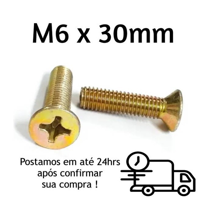 Parafuso Chato Phillips M6 X 30mm Bicromatizado