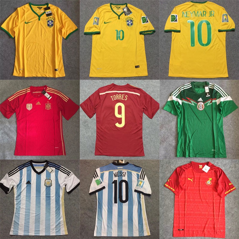 Copa Do Mundo Retrô 2014 Brasil Jersey Ghana Argentina Futebol Espanha