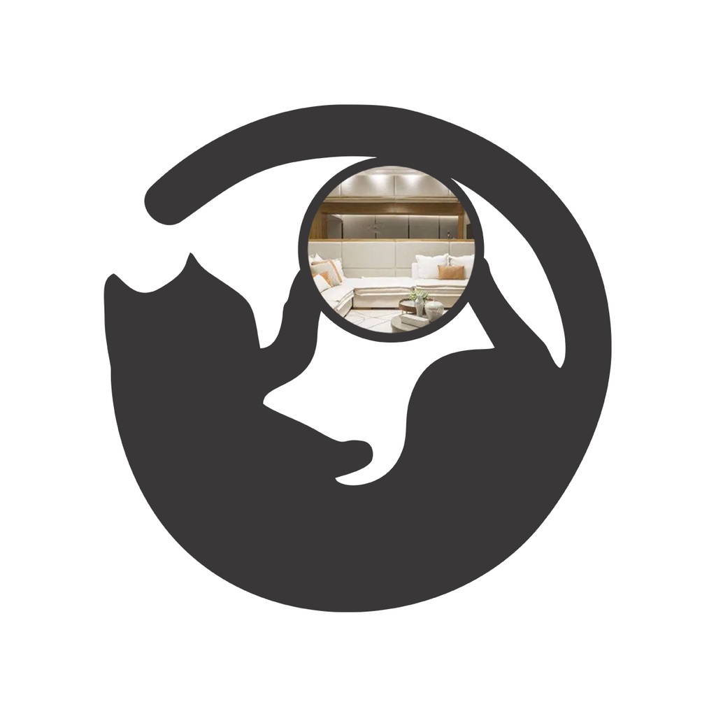 Imagem Espelho Decorativo Mandala Gatinho MDF Preto Fosco em 3 Tamanhos