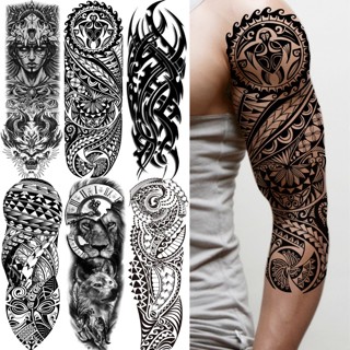 Popular Tribal Maori Manga De Tatuagem Temporária Para Homens Mulheres Tatuagens Do Leão Adulto Preto Grande Tartaruga Falsa Suprimentos