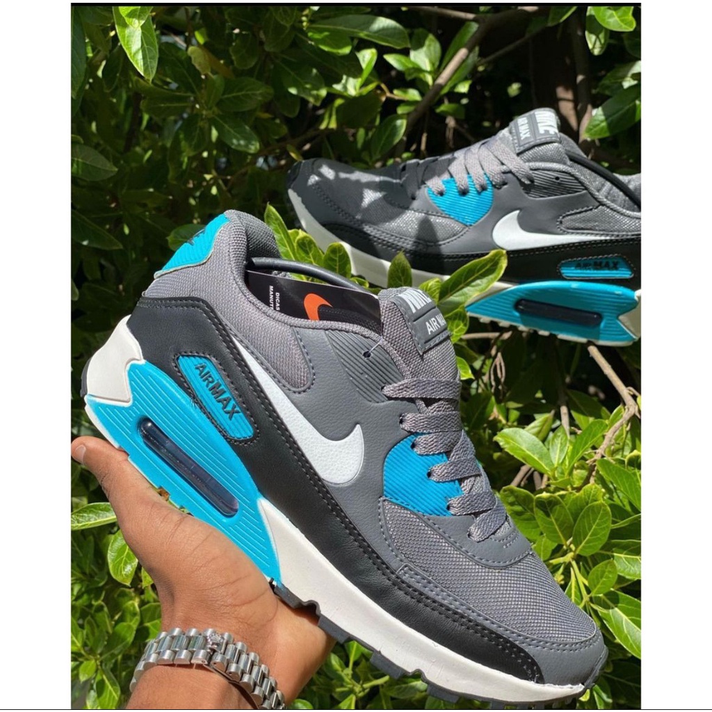 Tênis Nike Air Max 90 Feminino Masculino Preto Branco Oferta Imperdível  Corrida Academia Caminhada Fit