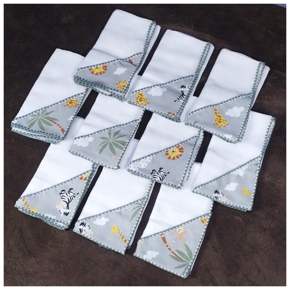 Kit 6 Pano de Boca Bebe Fralda de Boca Bebê Dupla Camada Luxo 100% Algodão 35x35 cm Menino Menina em Oferta na Shopee