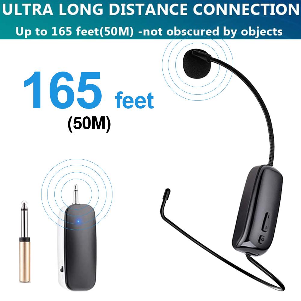 Novo amplificador de volume de microfone de uso de cabeça profissional para microfone sem fio UHF 2 em 1 para jogos de ensino de