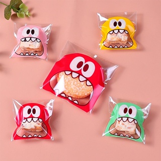 100PCS Cute Cartoon Monster Cookie Candy Self-Adhesive Sacos Plásticos Para Biscoitos Suprimentos Embalagem De Natal em Oferta na Shopee