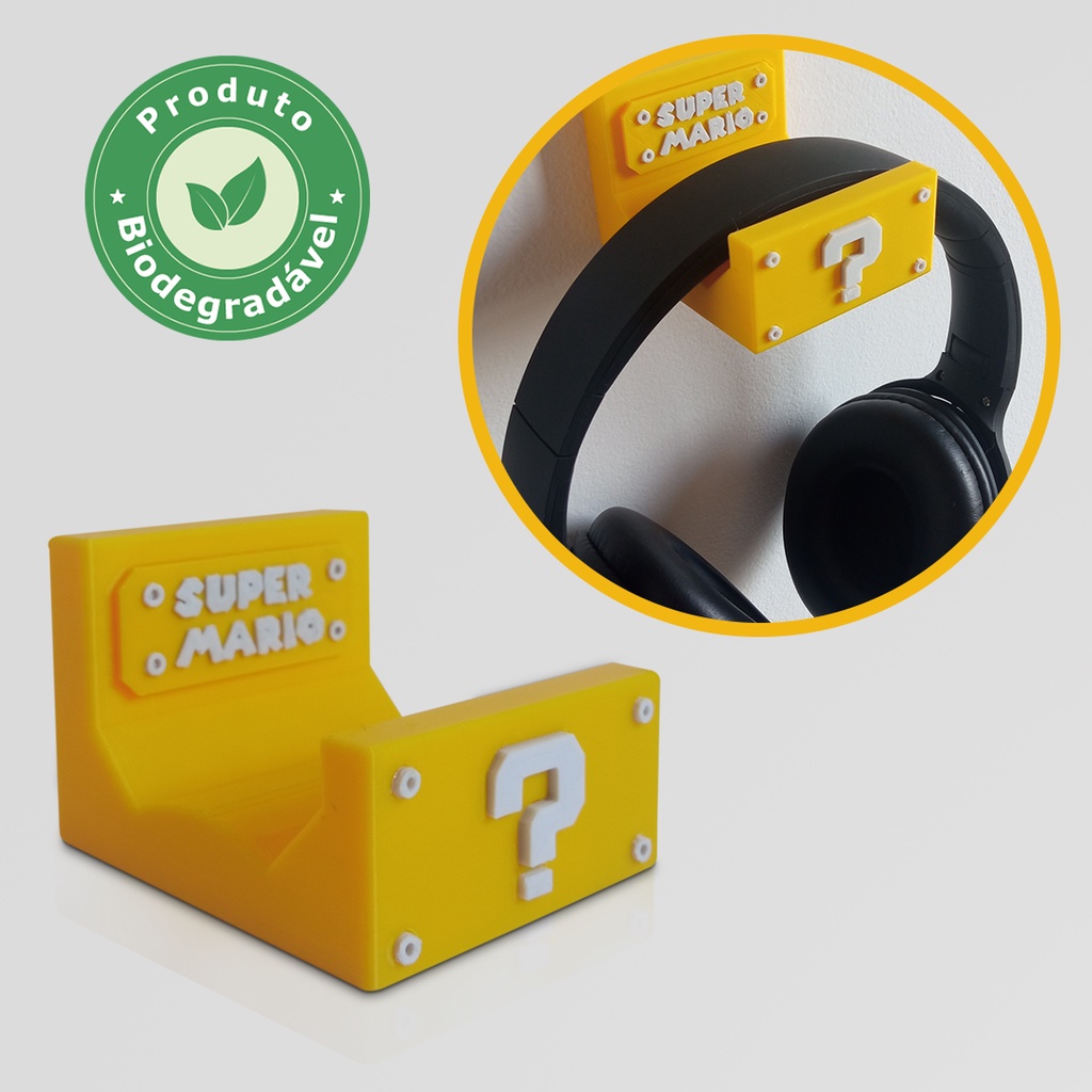 Suporte Headset Gamer Headphone Fone De Ouvido Parede Super Mario