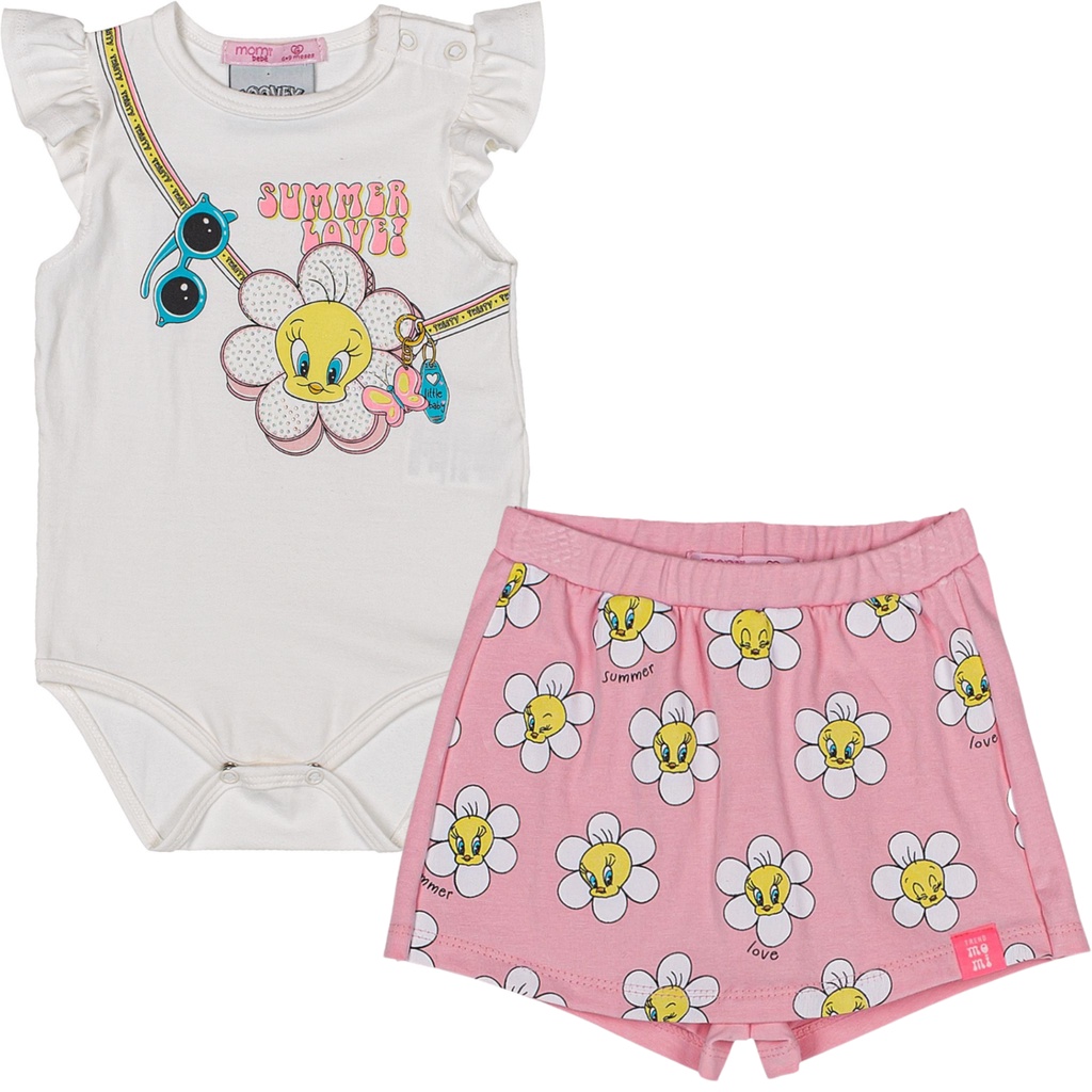 Conjunto Infantil de Body Feminino Piu-Piu, Momi