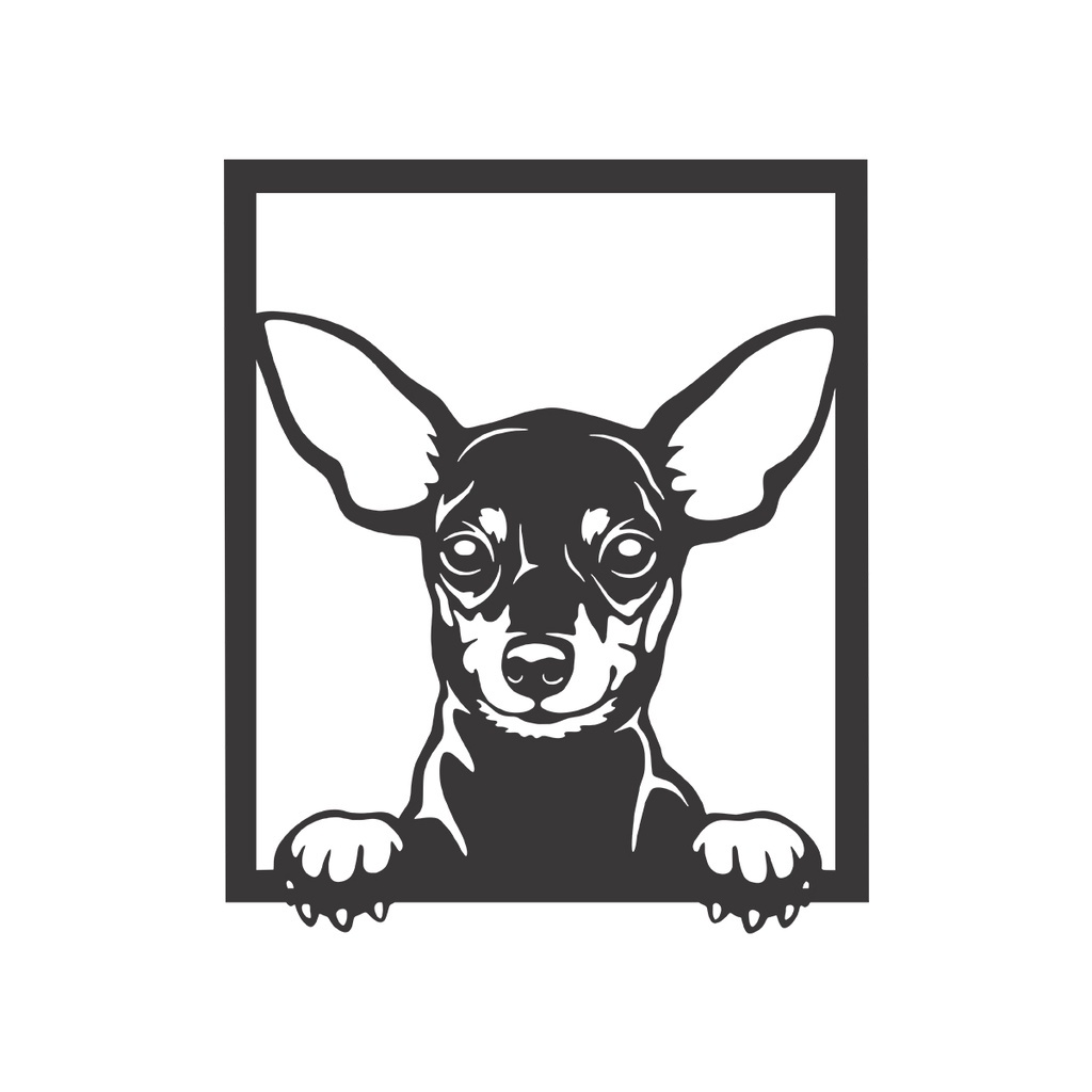 Quadro Decorativo Dog Pinscher C/ Dupla Face 3M em MDF Vazado de 3mm Preto