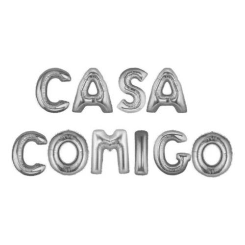 Kit Balão Casa Comigo Prata 80cm Metalizado