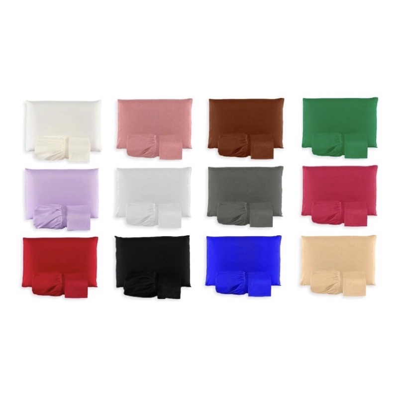 Kit 2 Jogos de Cama Casal 3 Peças Liso com Elástico Diversas Cores em Oferta na Shopee