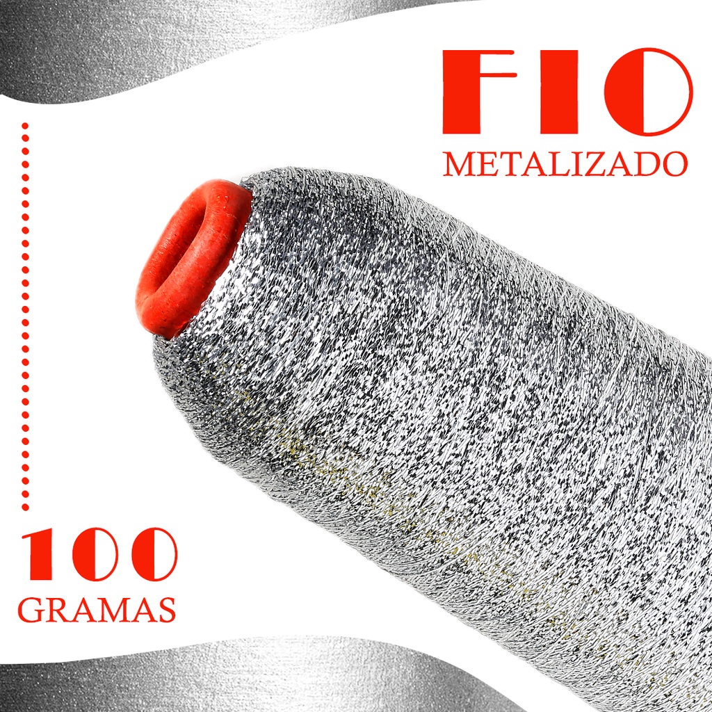 Fio Metalizado - Linha Para Bordar Prata 100 Gr Nybc
