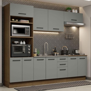 Cozinha Completa Madesa Agata 270001 com Armário e Balcão (Sem Tampo e Pia) - Rustic/Cinza em Oferta na Shopee