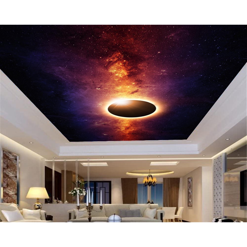 Papel de Parede de Teto - Adesivo Decorativo Para Teto - Painel Fotográfico Espaço Universo Paisagem Céu Galaxia ROF - 075