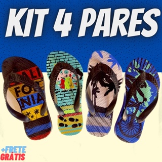 Kit 4 Pares Chinelo Sandália Infantil Leve Masculino Criança Menino Chinela em Oferta na Shopee