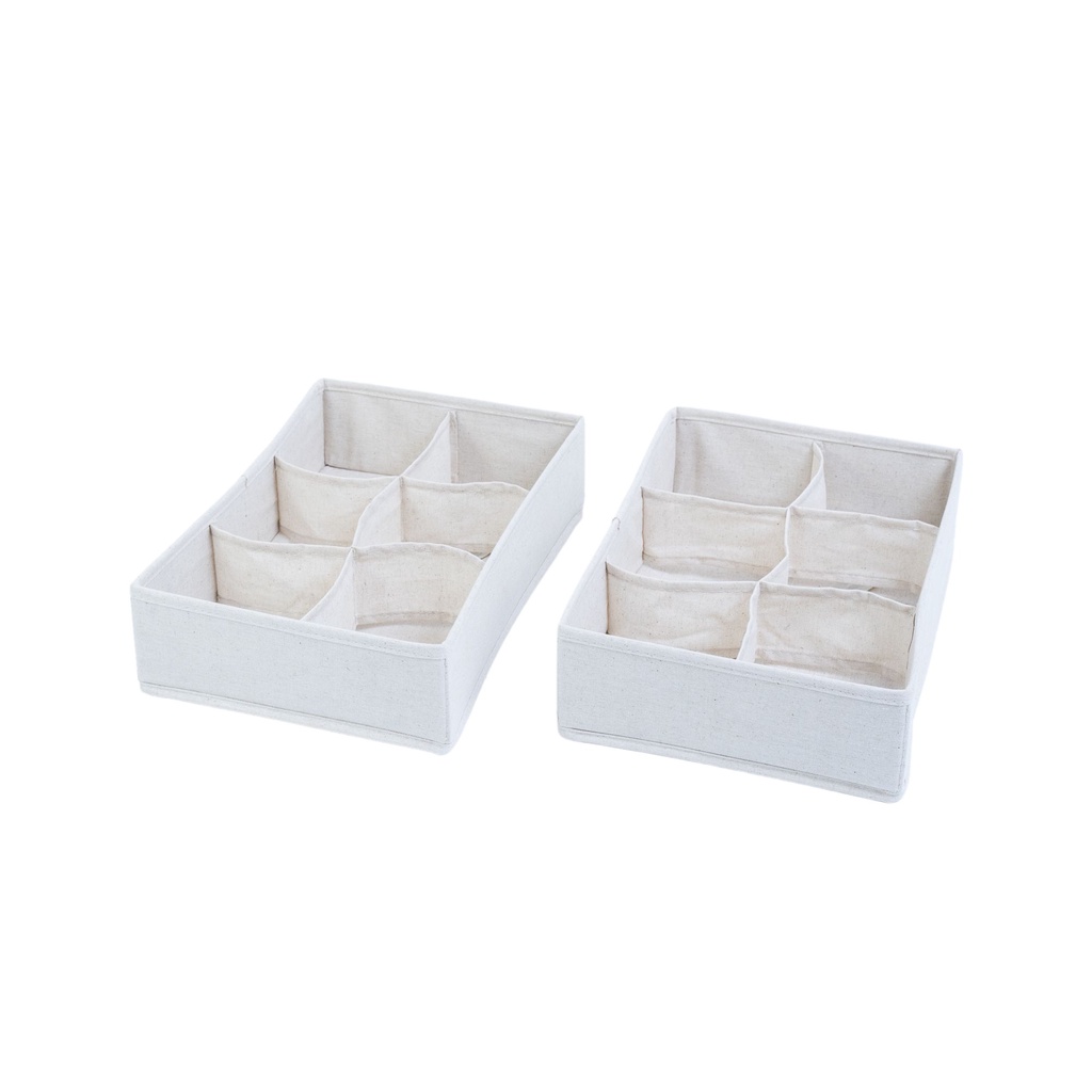 Kit organizador dobrável divisórias linho offwhite c/2-Oikos em Oferta na Shopee