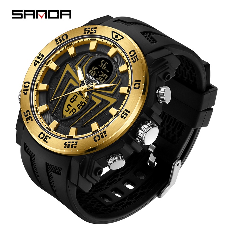 Sanda Original Multi-Display Discador De Aranha Movimento Quartzo Relógio Eletrônico Casual De Luxo À Prova D'água Sd611-14