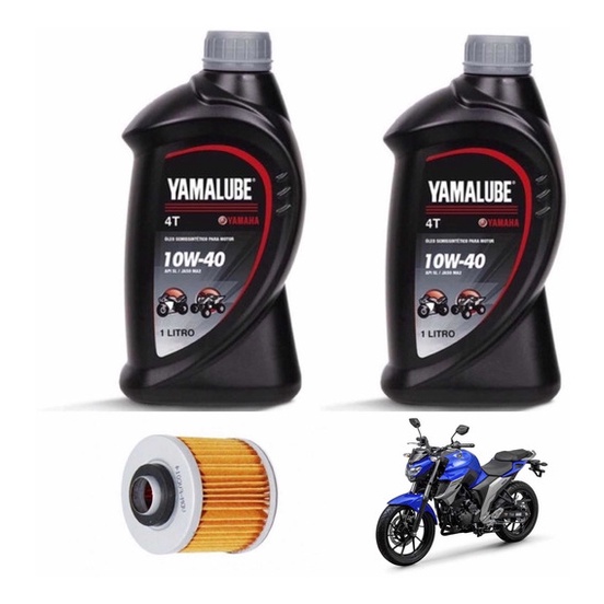 Kit Troca Óleo 2l Yamalube 10w40+ Filtro oleo Original Yamaha Fazer 250