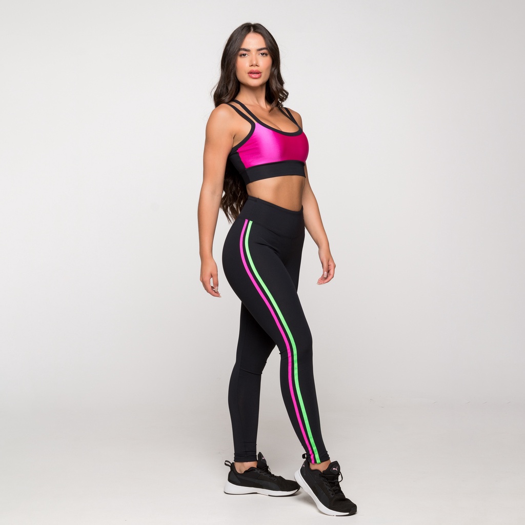 Conjunto Fitness Feminino Academia Poliamida Top E Calça Berlim Rosa em Oferta na Shopee