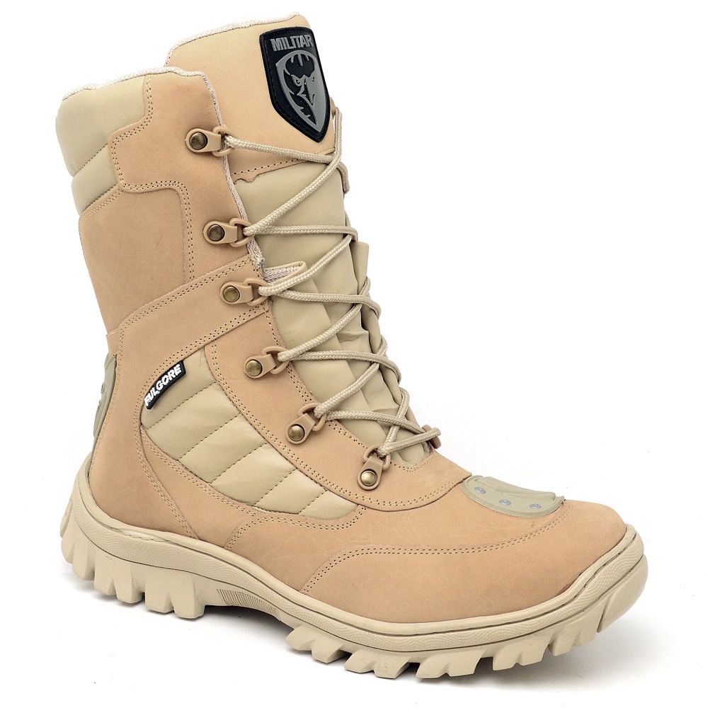 Bota Tático Motociclista Cano Médio Oficial Policia Rodoviária Federal Desert Areia Coturno Militar Atack C/ Zíper