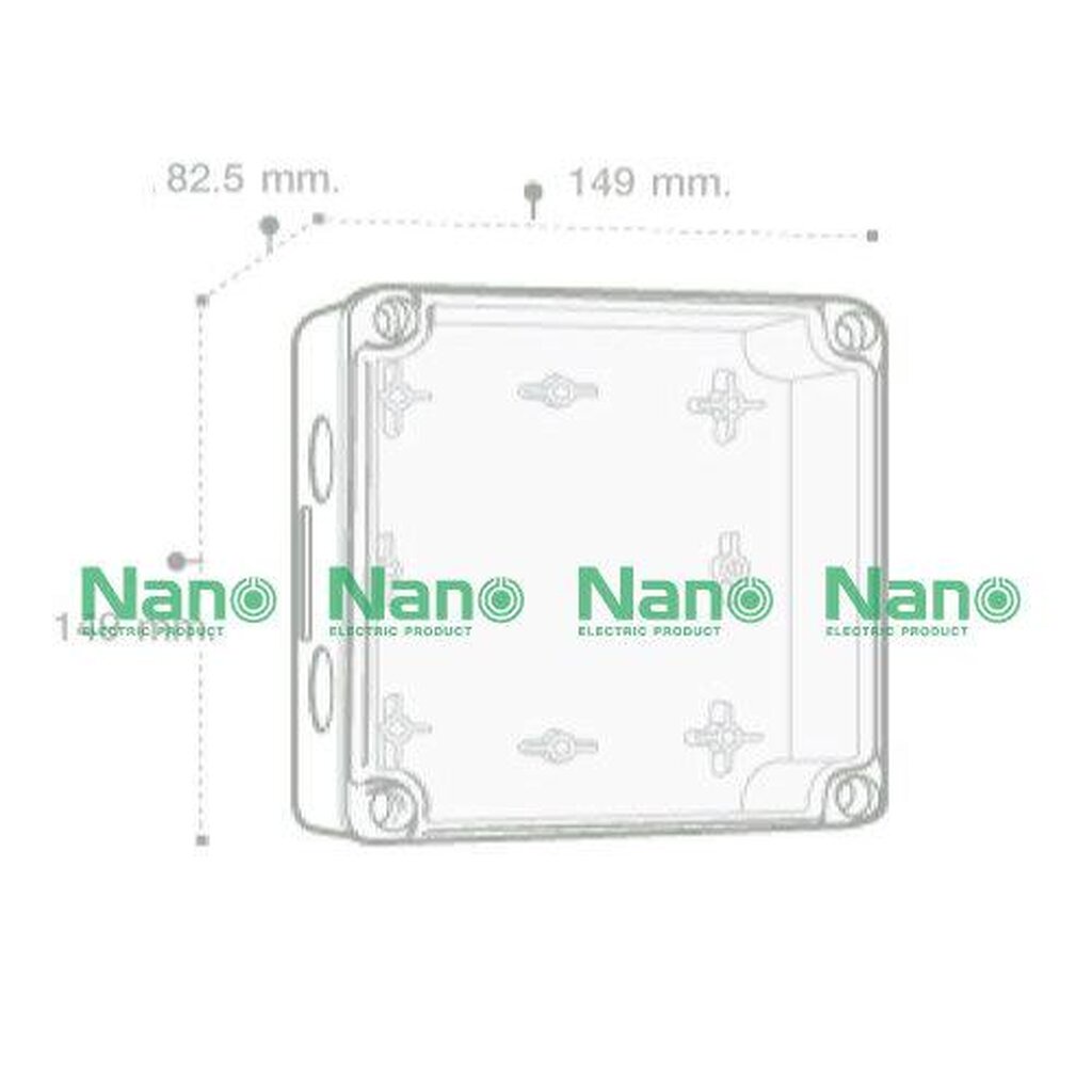 NANO Electric® NANO-204CB กล่องกันน้ำพลาสติก ฝาใส ขนาด W149xH149xD82.50 mm (JUNCTION BOX IP65) สีดำ