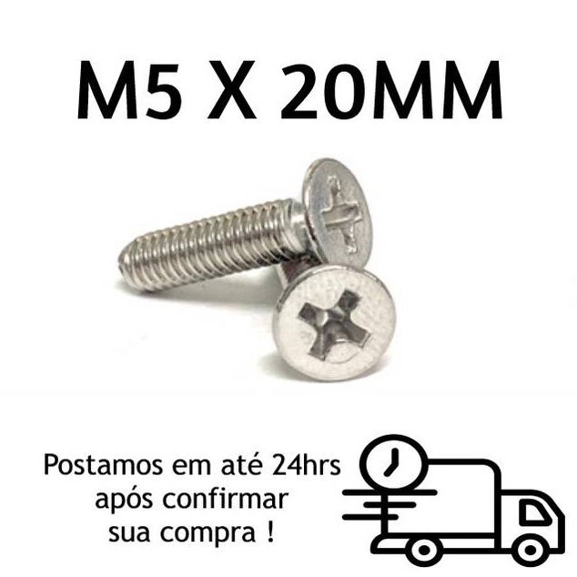 Parafuso Máquina Chato Phillips M5 X 20mm Inox