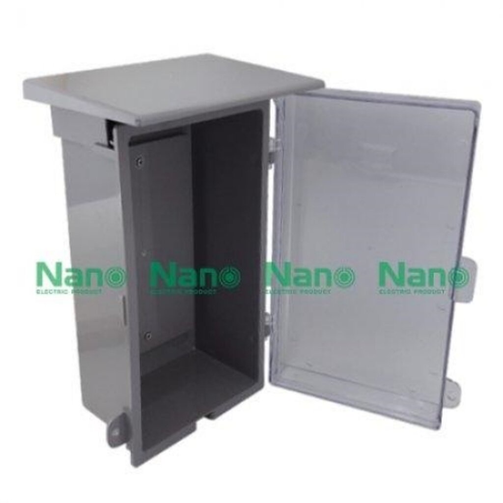รูปสินค้า NANO Electric® NANO-101CG ตู้กันน้ำพลาสติก มีหลังคา ฝาใส ขนาด 8x12.5x6 นิ้ว (209.5x318x151 mm) สีเทา