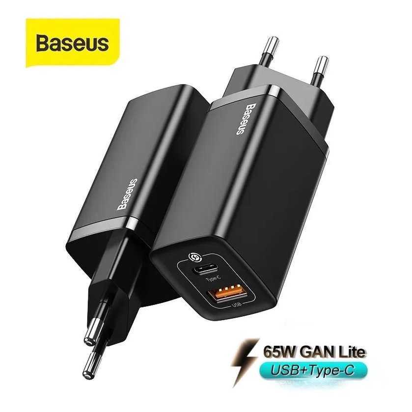 Carregador Baseus De Parede Gan Lite USB Tipo-C Pd + USB 65w Original