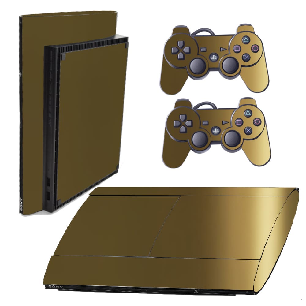 Skin PS3 Super Slim Playstation Adesivo Pelicula Protetora Metalico Brilho Gold