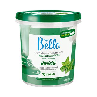 Cera Morna Hidrossolúvel Natural Depil Bella Hortelã 600g