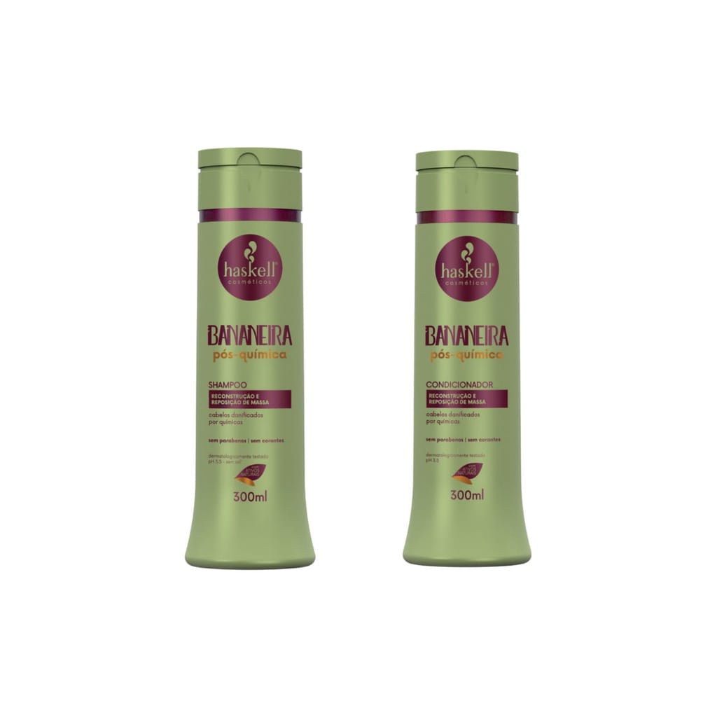 Kit Duo Haskell Bananeira Pós Química Shampoo e Condicionador 300ml