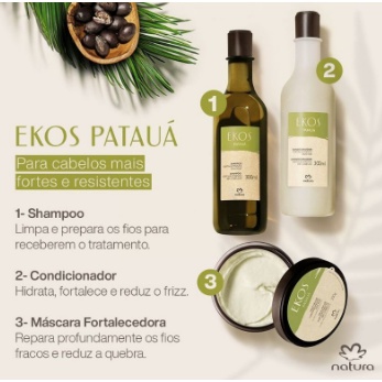 Linha Natura Ekos Patauá / Refil Condicionador 300ml / Refil Shampoo 300ml  - Tônico Capilar 30ml | Shopee Brasil