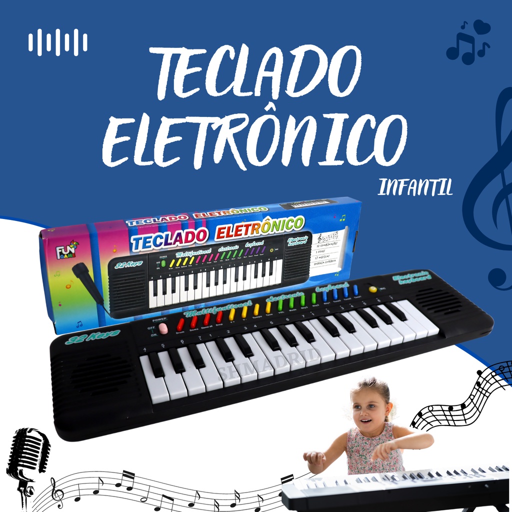 PIANO INFANTIL ELETRÔNICO C/ MICROFONE E EFEITOS DE DJ (ROSA E ROXO)