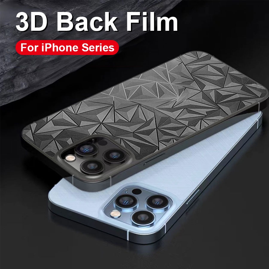 3D Para iPhone 14 Plus 13 12 11 14 Pro Max mini XS XR X 8 7 6 6 S Plus SE 2020 Rhombus Película Da Pele Envoltório Do Telefone Tampa Traseira Adesivo