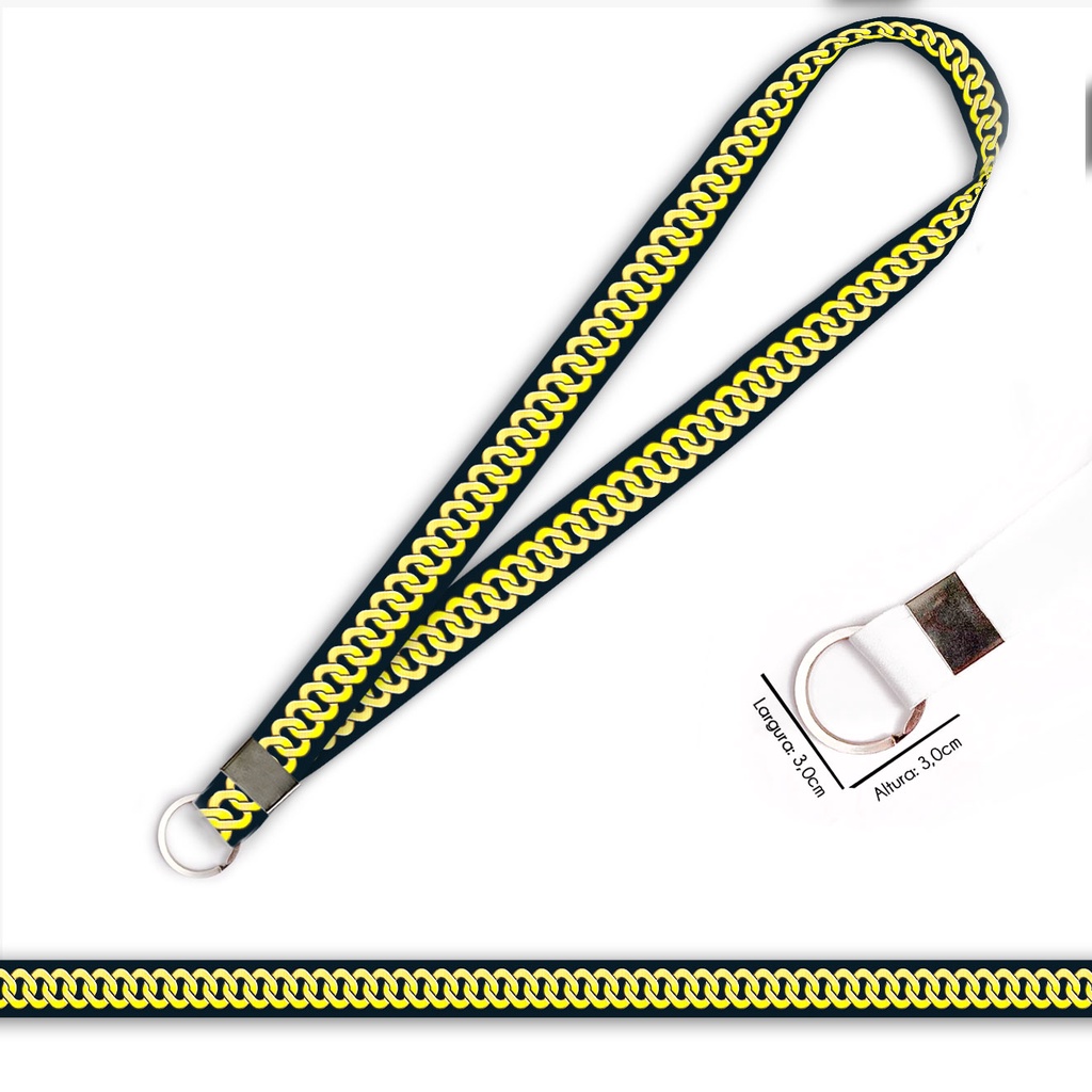 Cordão personalizado Elos Corrente para crachá ou chaveiro com Argola Italiana